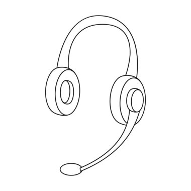 Anahat stili beyaz arka plan üzerinde izole kulaklık simgesini. Kişisel bilgisayar aksesuarları hisse senedi vektör çizim sembolü.