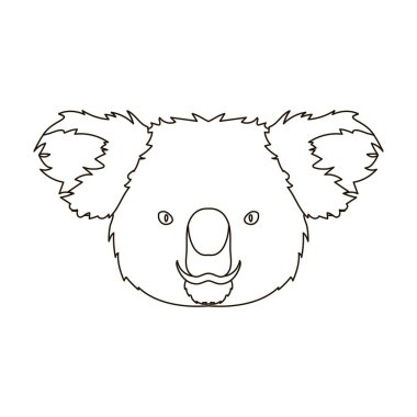 Koala simgesi beyaz arka plan üzerinde izole anahat tarzı. Hisse senedi vektör çizim gerçekçi hayvan sembolü.