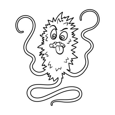 Turuncu virüs simgesi beyaz arka plan üzerinde izole anahat tarzı. Virüsler ve bakteriler sembol stok vektör çizim.