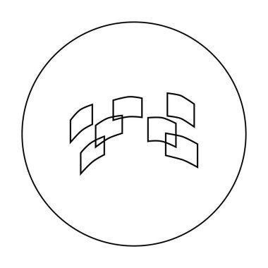 Anahat stili beyaz arka plan üzerinde izole sanal gerçeklik simgesinde arabirimi. Sanal gerçeklik sembol stok vektör çizim.