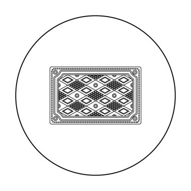 Türk halı simgesi beyaz arka plan üzerinde izole anahat tarzı. Türkiye'de sembol stok vektör çizim.