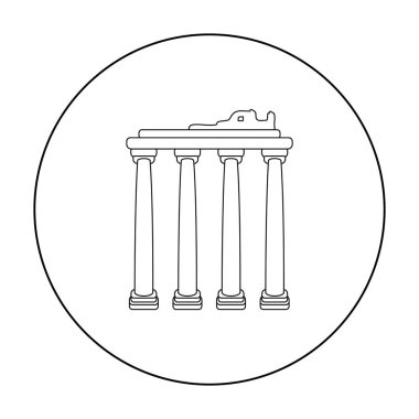 Türk Harabeleri simgesi beyaz arka plan üzerinde izole anahat tarzı. Türkiye'de sembol stok vektör çizim.