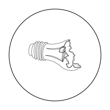 Kırık ampul simgesi beyaz arka plan üzerinde izole anahat tarzı. Çöp ve atık sembol stok vektör çizim.