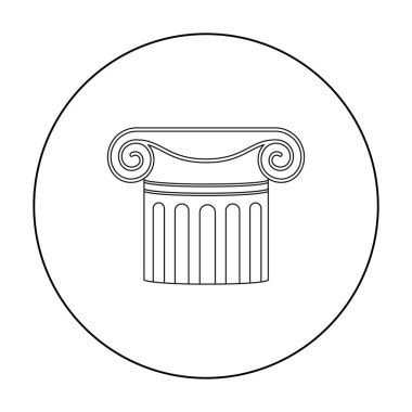 Beyaz arka plan üzerinde izole anahat stilinde sütun simgesi. Tiyatro sembol stok vektör çizim