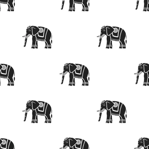 Индийский слон икона в черном стиле изолированы на белом фоне. Индейская векторная иллюстрация . — стоковый вектор