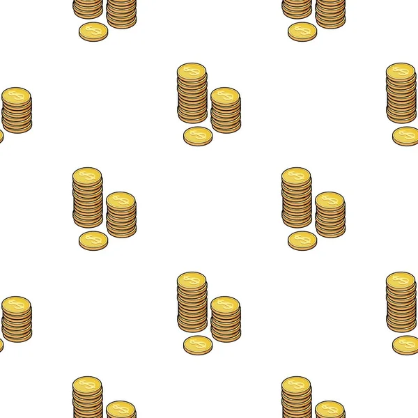 Zlaté mince ikona v karikatuře stylu izolovaných na bílém pozadí. Peníze a finance vzor akcií vektorové ilustrace. — Stockový vektor