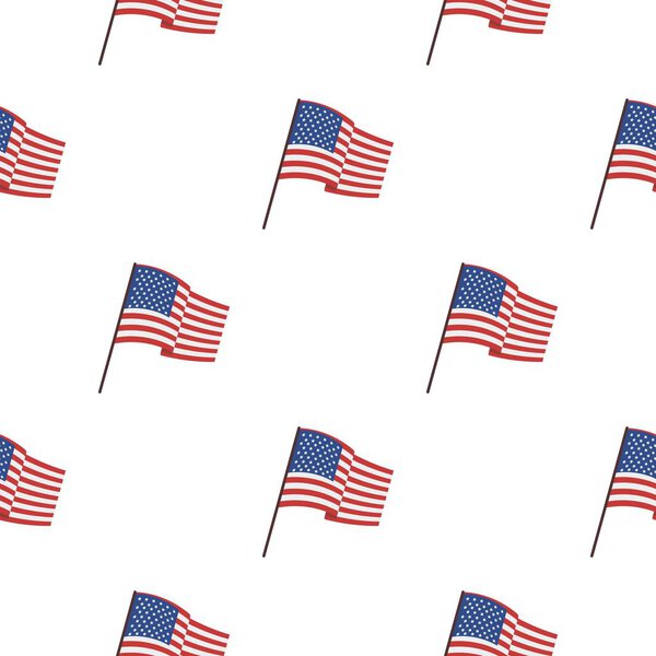 Flag of the United States icon in cartoon style isolated on white background. USA country pattern stock vector illustration.
