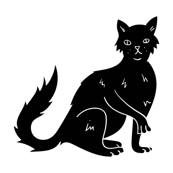 Icono británico Semi-longhair en estilo negro aislado sobre fondo blanco. Gato razas símbolo stock vector ilustración . — Vector de stock
