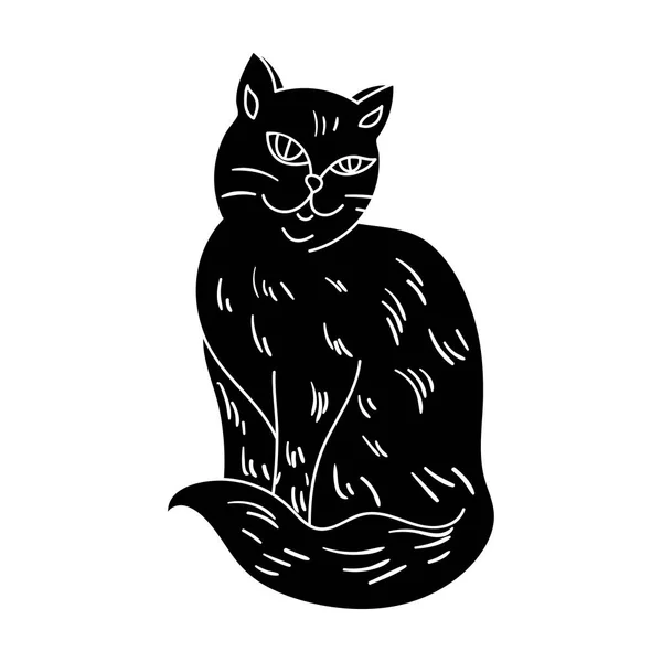 Nebelung ikonjára fekete stílus elszigetelt fehér background. Macskafajták szimbólum, vektor stock illusztráció. — Stock Vector