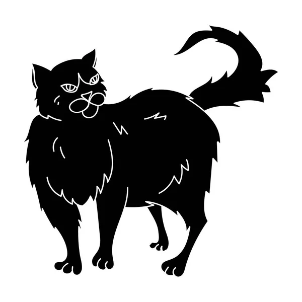 Perzisch-pictogram in zwarte stijl geïsoleerd op een witte achtergrond. Kattenrassen symbool voorraad vectorillustratie. — Stockvector