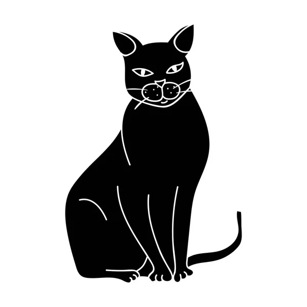 Chartreux pictogram in zwarte stijl geïsoleerd op een witte achtergrond. Kattenrassen symbool voorraad vectorillustratie. — Stockvector