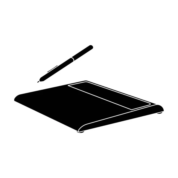 Disegno icona tablet in stile nero isolato su sfondo bianco. Personal computer accessori simbolo stock vettoriale illustrazione . — Vettoriale Stock