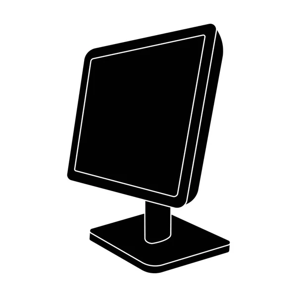 Icono de monitor de computadora en estilo negro aislado sobre fondo blanco. Accesorios para computadora personal símbolo stock vector ilustración . — Vector de stock