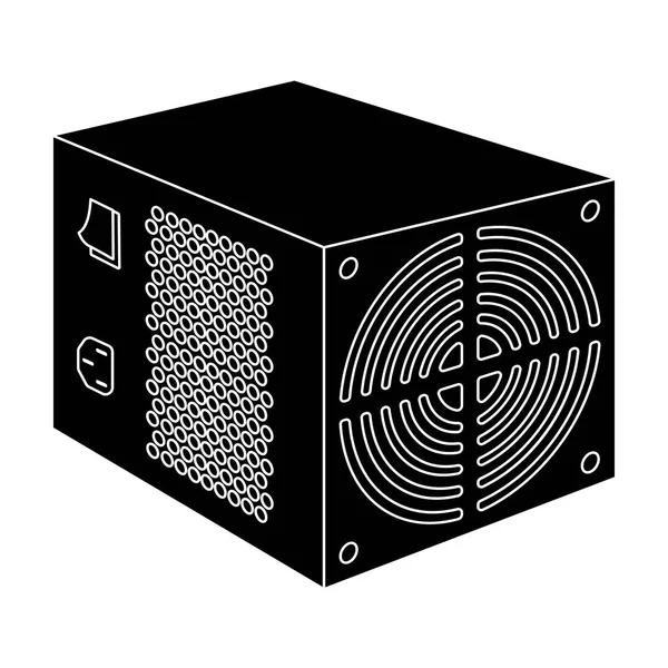 Icône de l'unité d'alimentation en style noir isolé sur fond blanc. Accessoires d'ordinateur personnel symbole illustration vectorielle de stock . — Image vectorielle