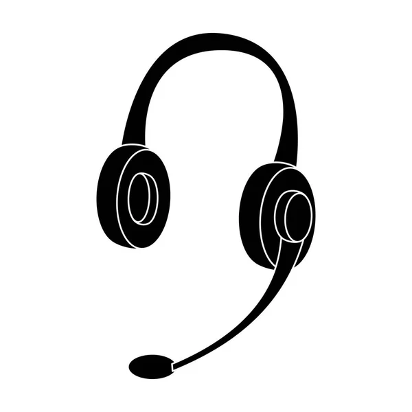 Ikona słuchawki w stylu czarno na białym tle. Akcesoria do komputera osobistego symbol Stockowa ilustracja wektorowa. — Wektor stockowy