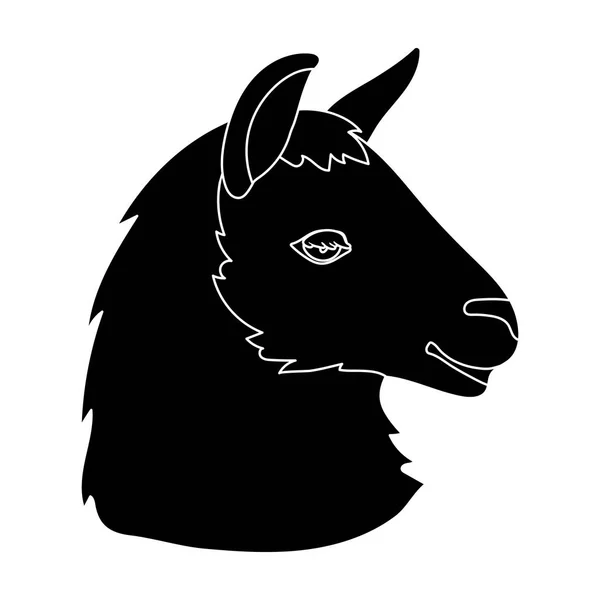 Láma ikonjára fekete stílus elszigetelt fehér background. Reális állatok szimbólum, vektor stock illusztráció. — Stock Vector