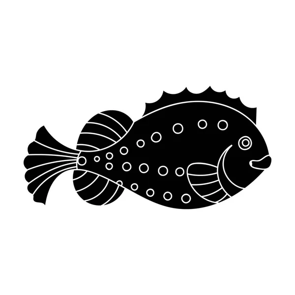 Icono de pez de mar en estilo negro aislado sobre fondo blanco. Animales marinos símbolo stock vector ilustración . — Archivo Imágenes Vectoriales