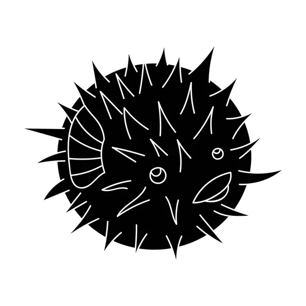 Porcupine icône de poisson dans un style noir isolé sur fond blanc. Illustration vectorielle du stock de symboles animaux marins . — Image vectorielle