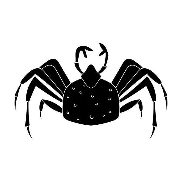 Icono de cangrejo rey en estilo negro aislado sobre fondo blanco. Animales marinos símbolo stock vector ilustración . — Archivo Imágenes Vectoriales