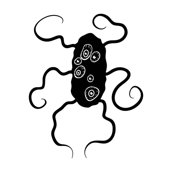 Ikon virus coklat dengan gaya hitam terisolasi pada latar belakang putih. Ilustrasi vektor stok simbol bakteri dan virus . - Stok Vektor