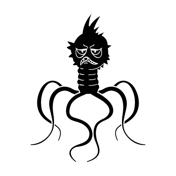 Icône de virus bleu dans le style noir isolé sur fond blanc. Illustration vectorielle du symbole virus et bactéries . — Image vectorielle