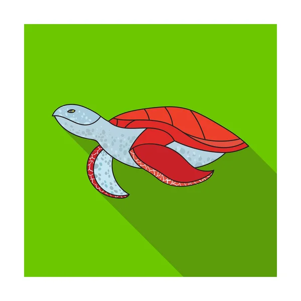 Icône de tortue de mer en style plat isolé sur fond blanc. Illustration vectorielle du stock de symboles animaux marins . — Image vectorielle