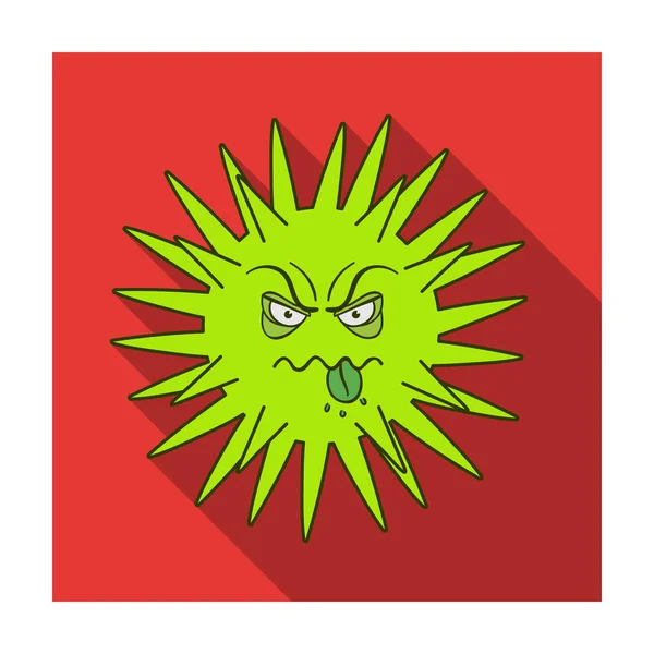 Icône de virus vert en style plat isolé sur fond blanc. Illustration vectorielle du symbole virus et bactéries . — Image vectorielle