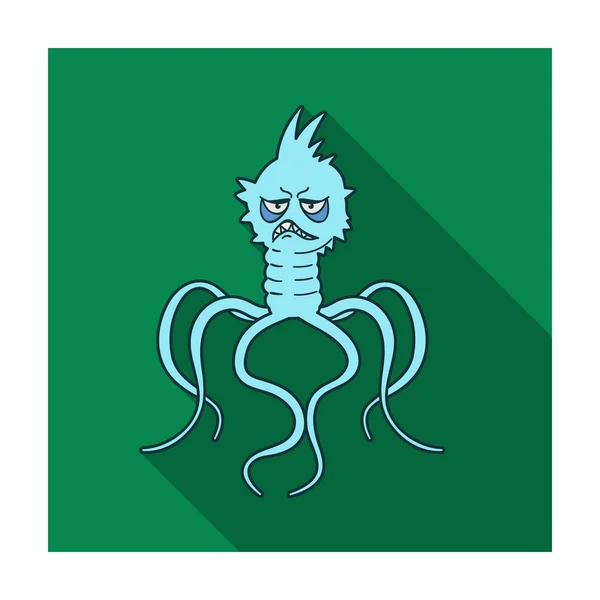 Icône de virus bleu dans le style plat isolé sur fond blanc. Illustration vectorielle du symbole virus et bactéries . — Image vectorielle