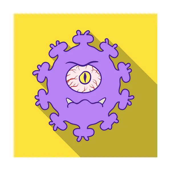 紫色的病毒中分离在白色背景上的平面样式图标。病毒和 bacteries 符号股票矢量图. — 图库矢量图片