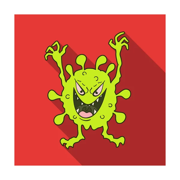 Grünes Virus-Symbol im flachen Stil isoliert auf weißem Hintergrund. Viren und Bakterien Symbolaktienvektor Illustration. — Stockvektor