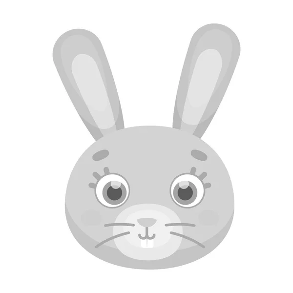 Иконка кроличьей морды в монохромном стиле изолирована на белом фоне. Намордник животного векторный рисунок . — стоковый вектор