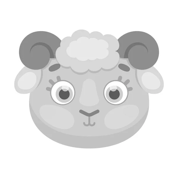 Ram muzzle icon in monochrome style isolated on white background. Animal muzzle symbol stock vector illustration. — Stock Vector
