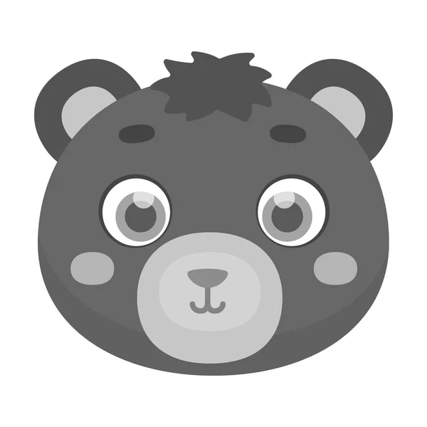 Bear muzzle icon in monochrome style isolated on white background. Animal muzzle symbol stock vector illustration. — Stock Vector