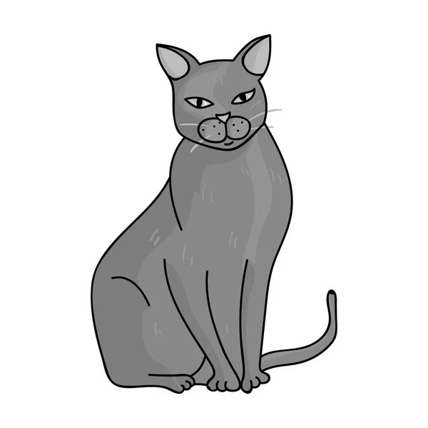 Icône Chartreux de style monochrome isolée sur fond blanc. races de chats symbole illustration vectorielle de stock . — Image vectorielle