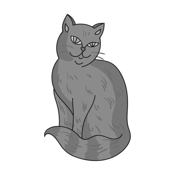 Nebelung pictogram in zwart-wit stijl geïsoleerd op een witte achtergrond. Kattenrassen symbool voorraad vectorillustratie. — Stockvector