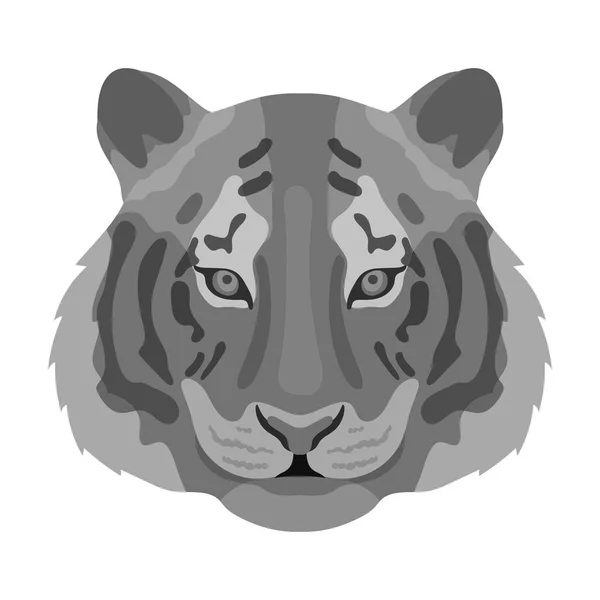 Icono de tigre en estilo monocromo aislado sobre fondo blanco. Animales realistas símbolo stock vector ilustración . — Archivo Imágenes Vectoriales