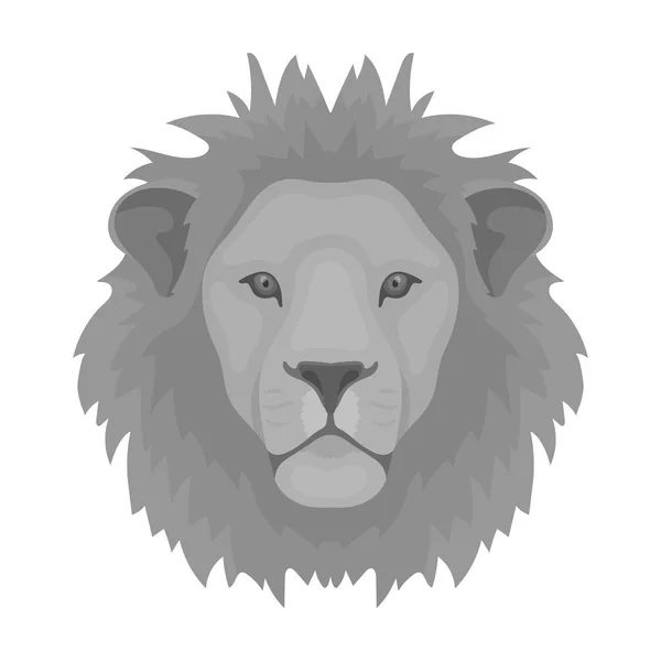 Icono León en estilo monocromo aislado sobre fondo blanco. Animales realistas símbolo stock vector ilustración . — Vector de stock