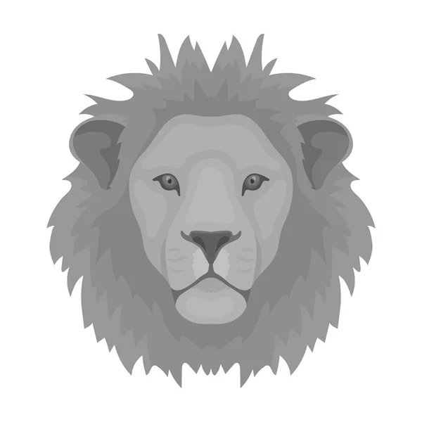 Lion pictogram in zwart-wit stijl geïsoleerd op een witte achtergrond. Realistische dieren symbool voorraad vectorillustratie. — Stockvector