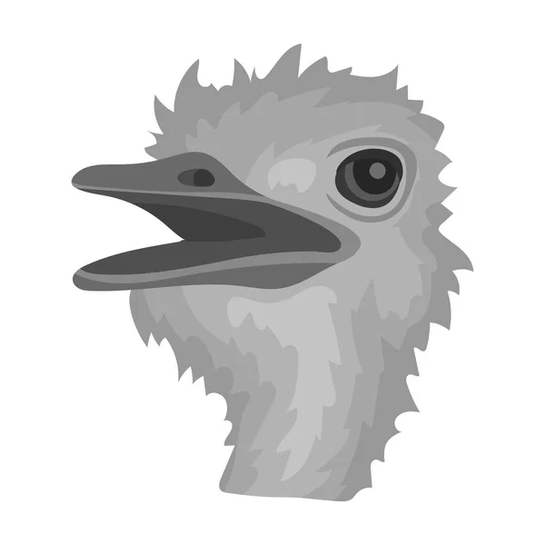 Icono de avestruz en estilo monocromo aislado sobre fondo blanco. Animales realistas símbolo stock vector ilustración . — Vector de stock