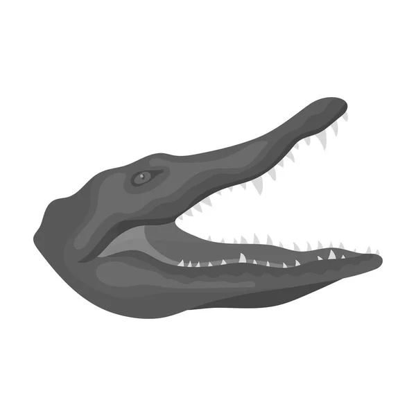 Krokodil pictogram in zwart-wit stijl geïsoleerd op een witte achtergrond. Realistische dieren symbool voorraad vectorillustratie. — Stockvector