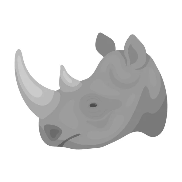 Icono de rinoceronte en estilo monocromo aislado sobre fondo blanco. Animales realistas símbolo stock vector ilustración . — Vector de stock