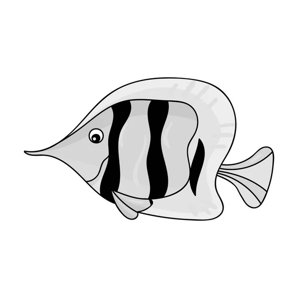 Ícone de peixe anjo em estilo monocromático isolado no fundo branco. Animais marinhos símbolo estoque vetor ilustração . —  Vetores de Stock