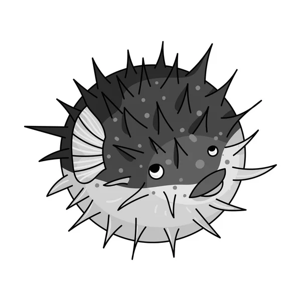 Porcupine fisk-ikonen i svartvit stil isolerad på vit bakgrund. Havslevande djur symbol lager vektorillustration. — Stock vektor
