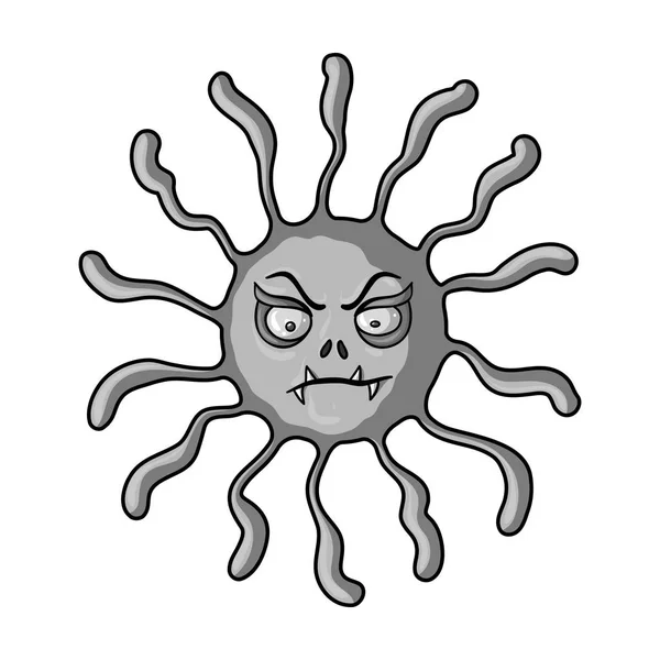 Icône de virus bleu dans un style monochrome isolé sur fond blanc. Illustration vectorielle du symbole virus et bactéries . — Image vectorielle