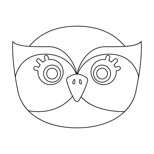 Иконка морды совы в стиле контура выделена на белом фоне. Намордник животного векторный рисунок . — стоковый вектор