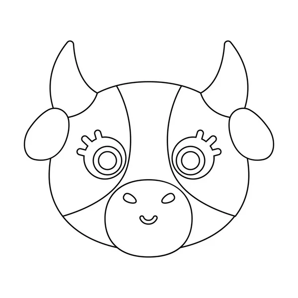 Icône muselière de vache en style contour isolé sur fond blanc. Illustration vectorielle du symbole du museau animal . — Image vectorielle