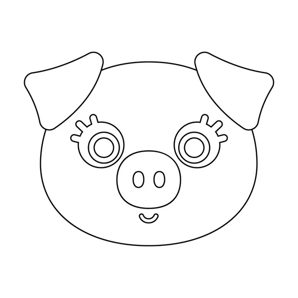 Свиная морда значок в стиле наброска изолированы на белом фоне. Намордник животного векторный рисунок . — стоковый вектор