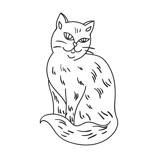 Ícone de Nebelung em estilo esboço isolado em fundo branco. Gato raças símbolo estoque vetor ilustração . — Vetor de Stock