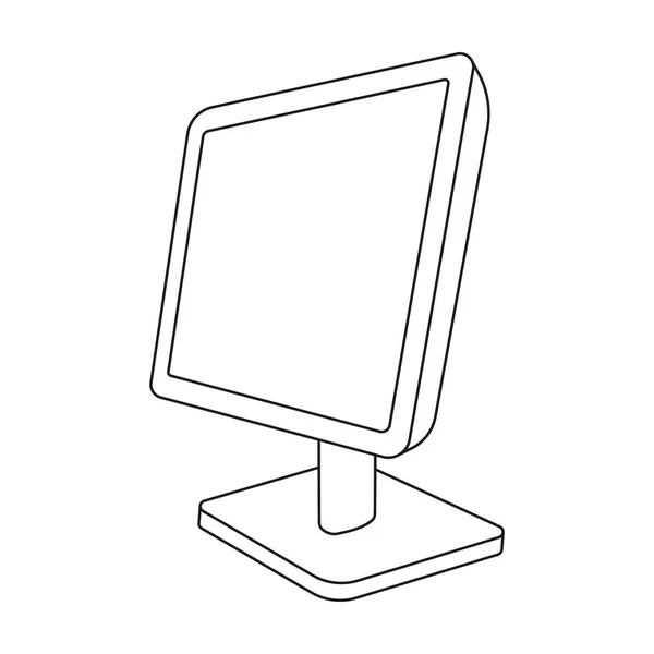 Computer monitor icon in outline style isolated on white background. Personal computer accessories symbol stock vector illustration. — Stock Vector