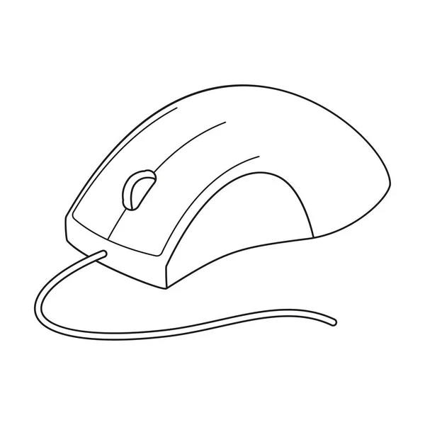 Počítač ikona myši ve stylu osnovy izolovaných na bílém pozadí. Osobní počítač příslušenství symbol akcií vektorové ilustrace. — Stockový vektor
